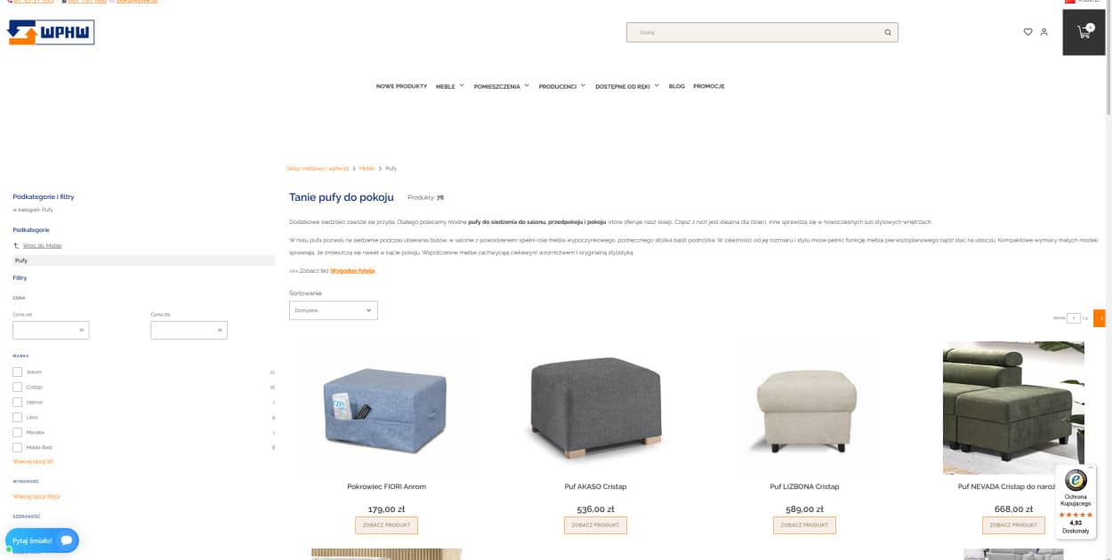 Pufy do pokoju - Sklep z meblami online WPHW