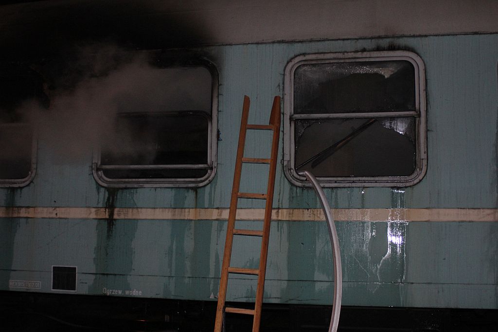 Pożar wagonu na bocznicy