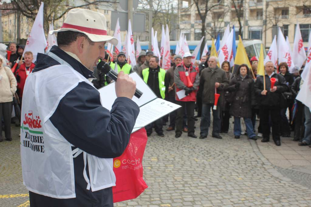 Związkowcy protestują we Wrocławiu