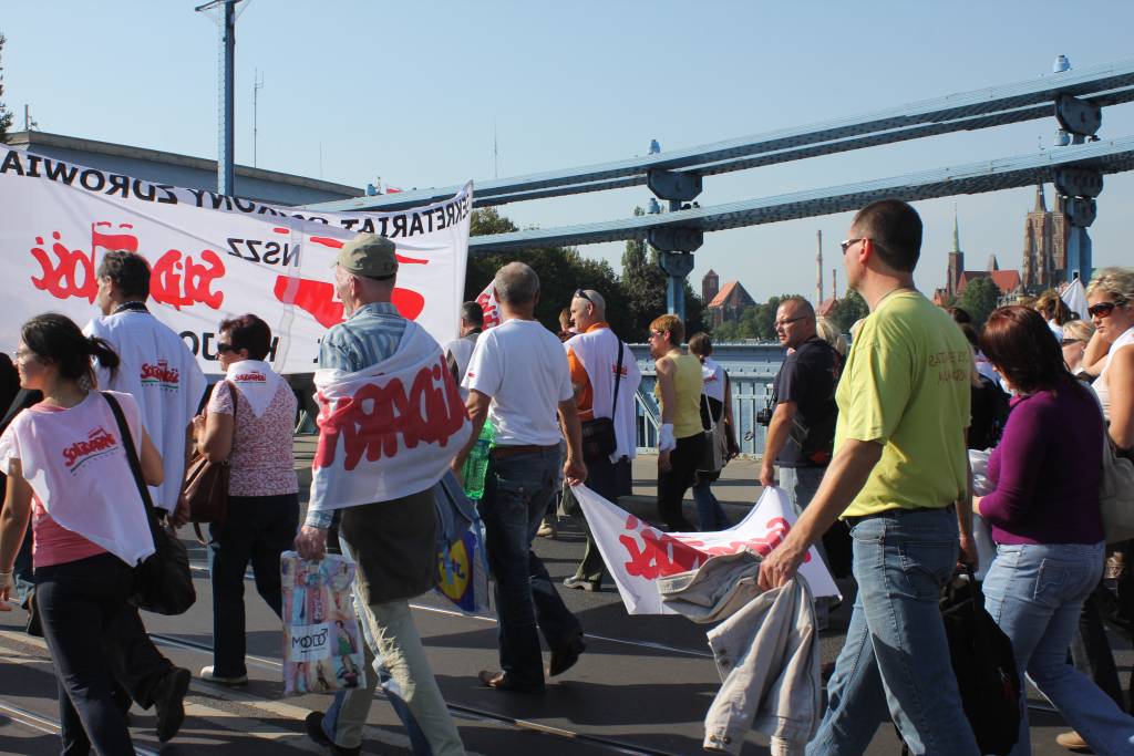 Związkowcy manifestowali we Wrocławiu