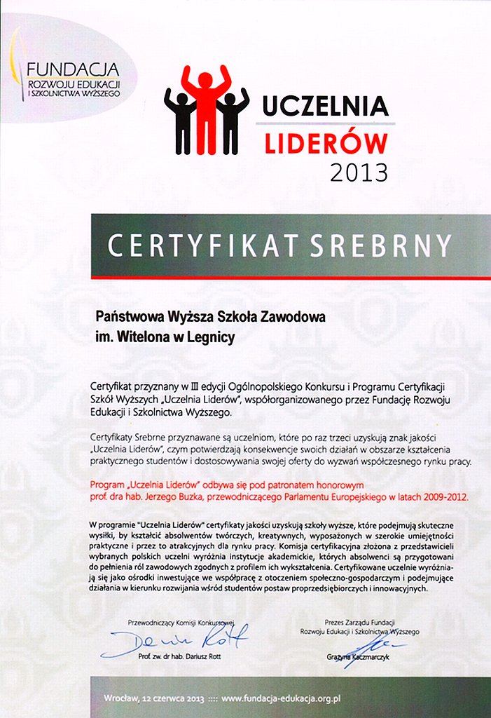 PWSZ w Legnicy trzeci raz z rzędu Uczelnią Liderów