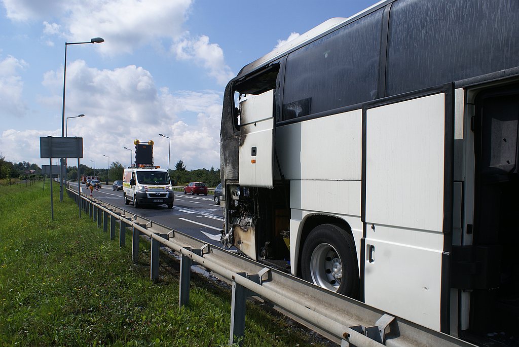 Pożar autobus na obwodnicy