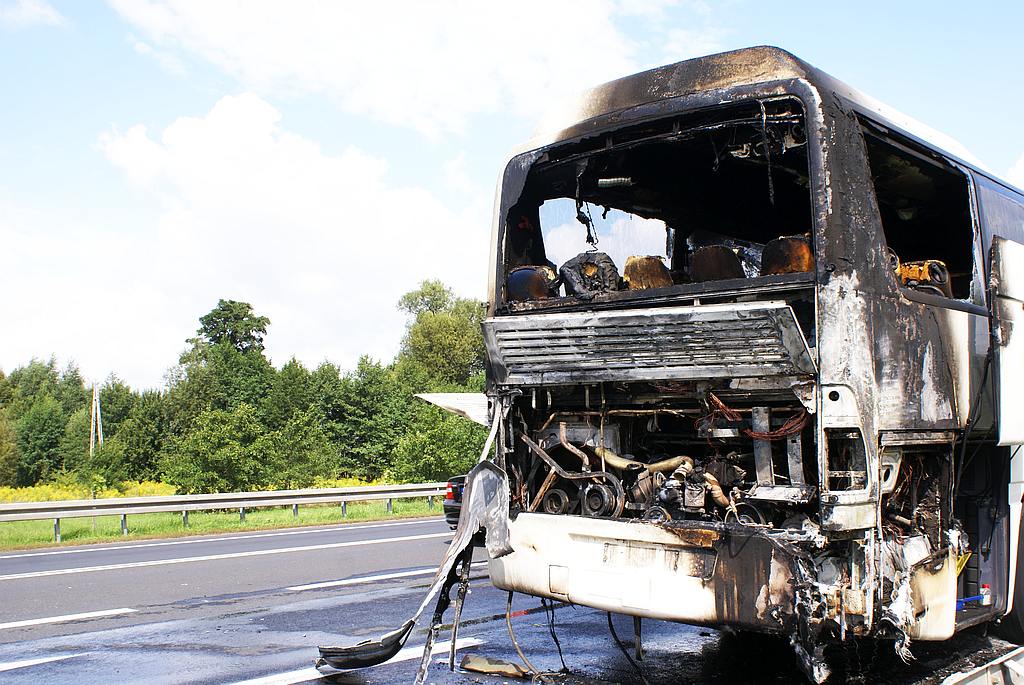 Pożar autobus na obwodnicy