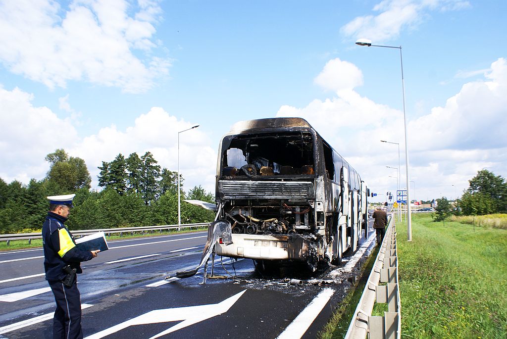 Pożar autobus na obwodnicy