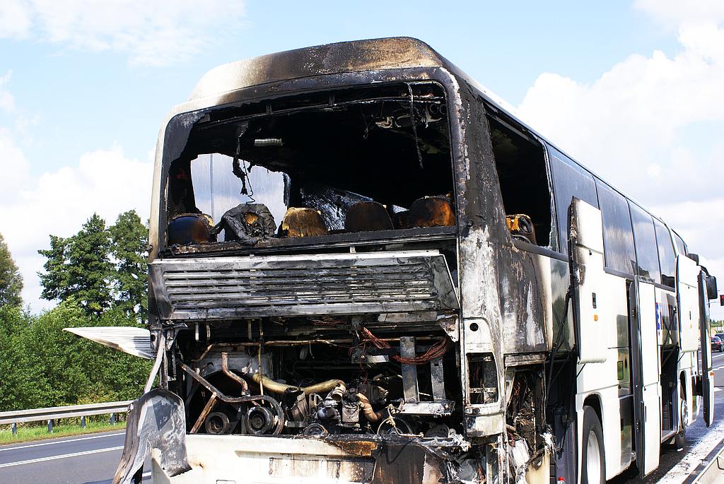 Pożar autobus na obwodnicy