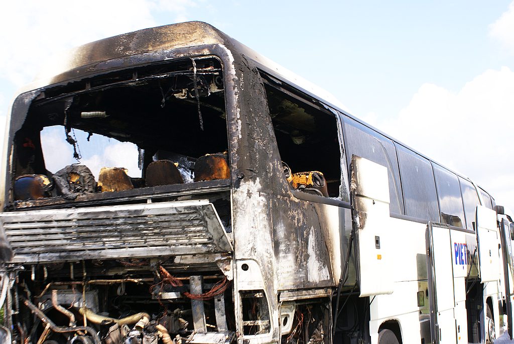 Pożar autobus na obwodnicy