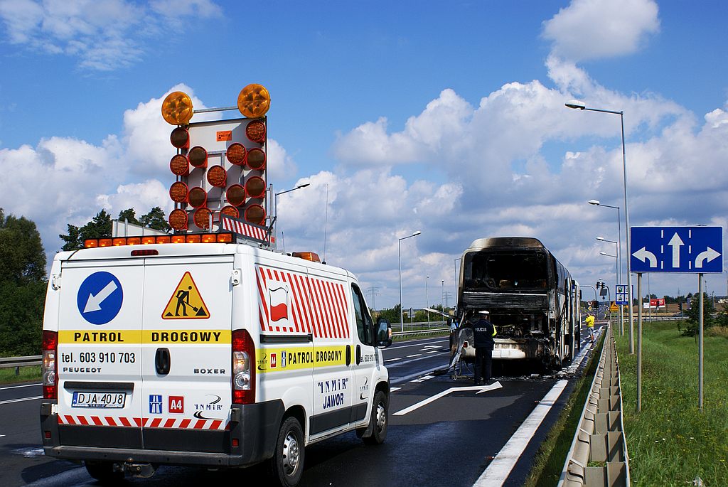 Pożar autobus na obwodnicy