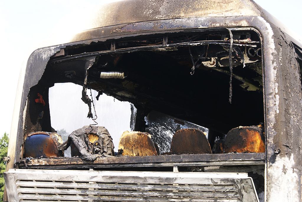 Pożar autobus na obwodnicy