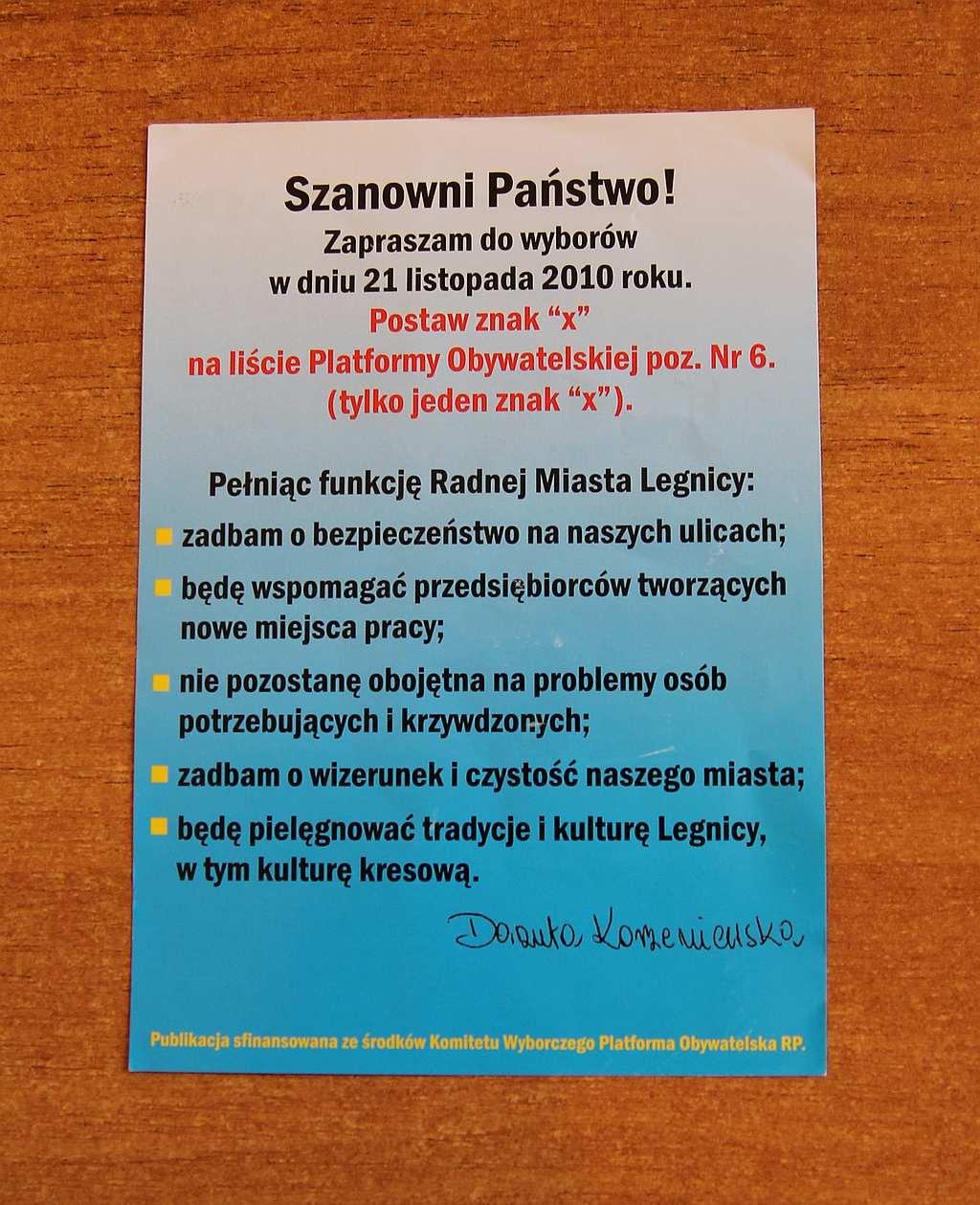 Kampania wyborcza 2010 r. na ulotkach