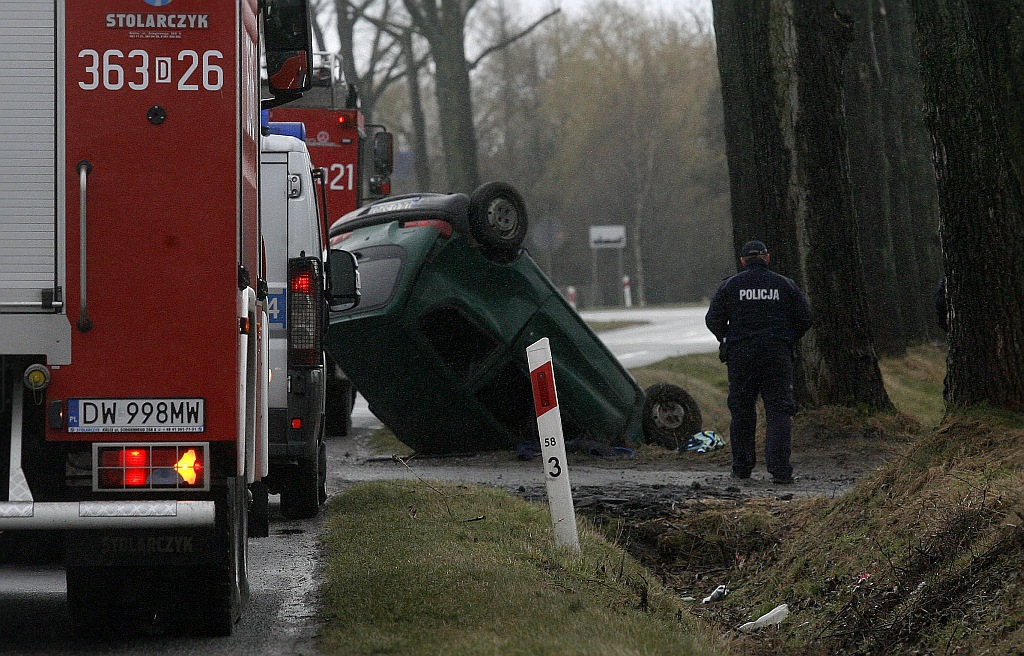W Gołaczowie samochód wpadł do rowu