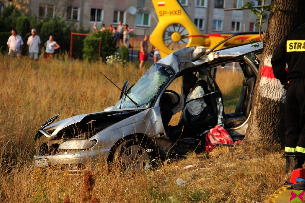 Wypadł z drogi i uderzył w drzewo