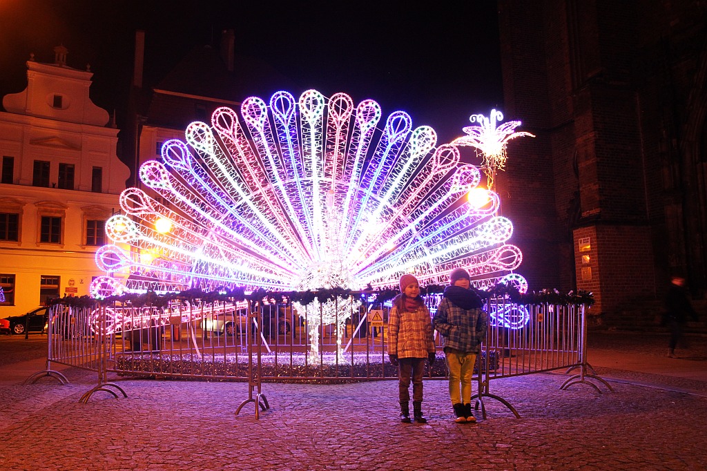 Legniczanie tłumnie oglądają świąteczne oświetlenia miasta