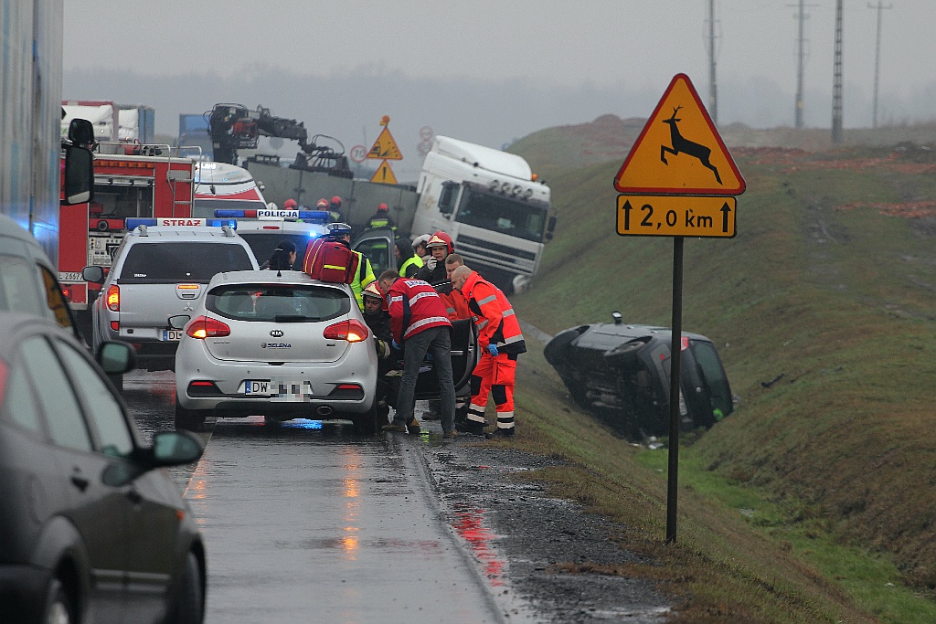 Na obwodnicy samochód ciężarowy zderzył się z osobówką