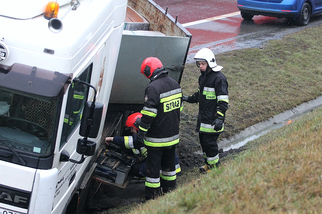 Na obwodnicy samochód ciężarowy zderzył się z osobówką