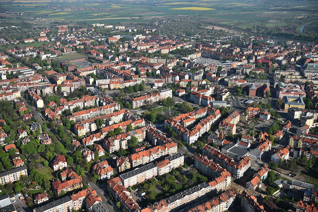 Legnica w porannym, majowym słońcu z lotu ptaka cz.2