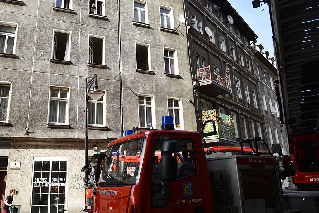 Straż ewakuowała dziewczynkę i jej psa z płonącego mieszkania