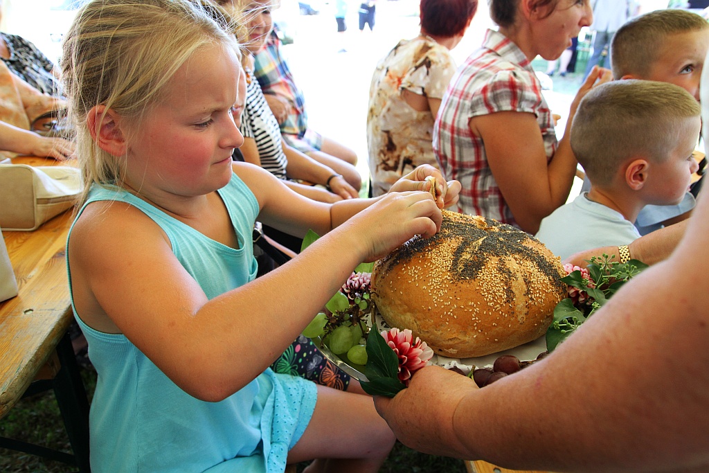 Mieszkańcy gminy Ruja bawią sie na dożynkach w Tyńcu