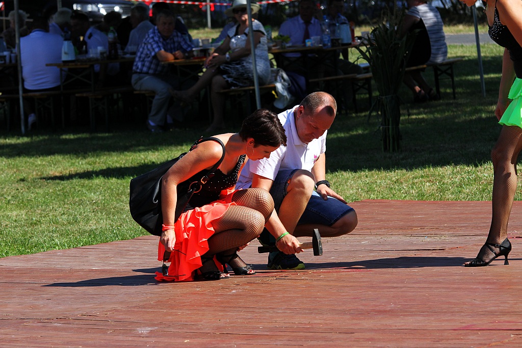 Mieszkańcy gminy Ruja bawią sie na dożynkach w Tyńcu