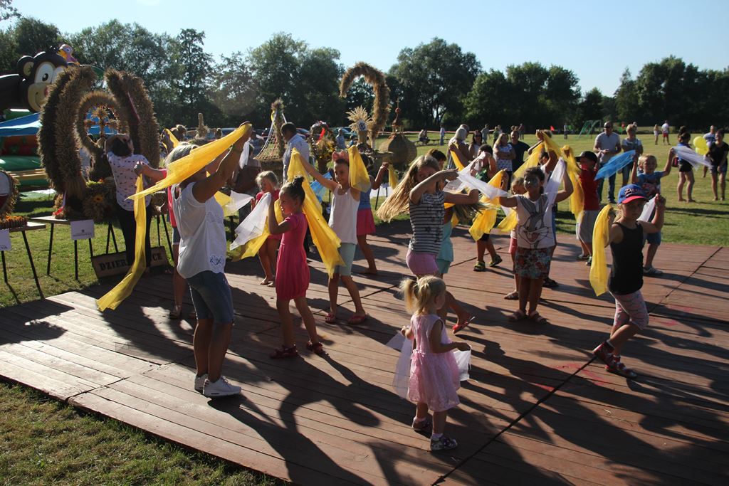 Mieszkańcy gminy Ruja bawią sie na dożynkach w Tyńcu