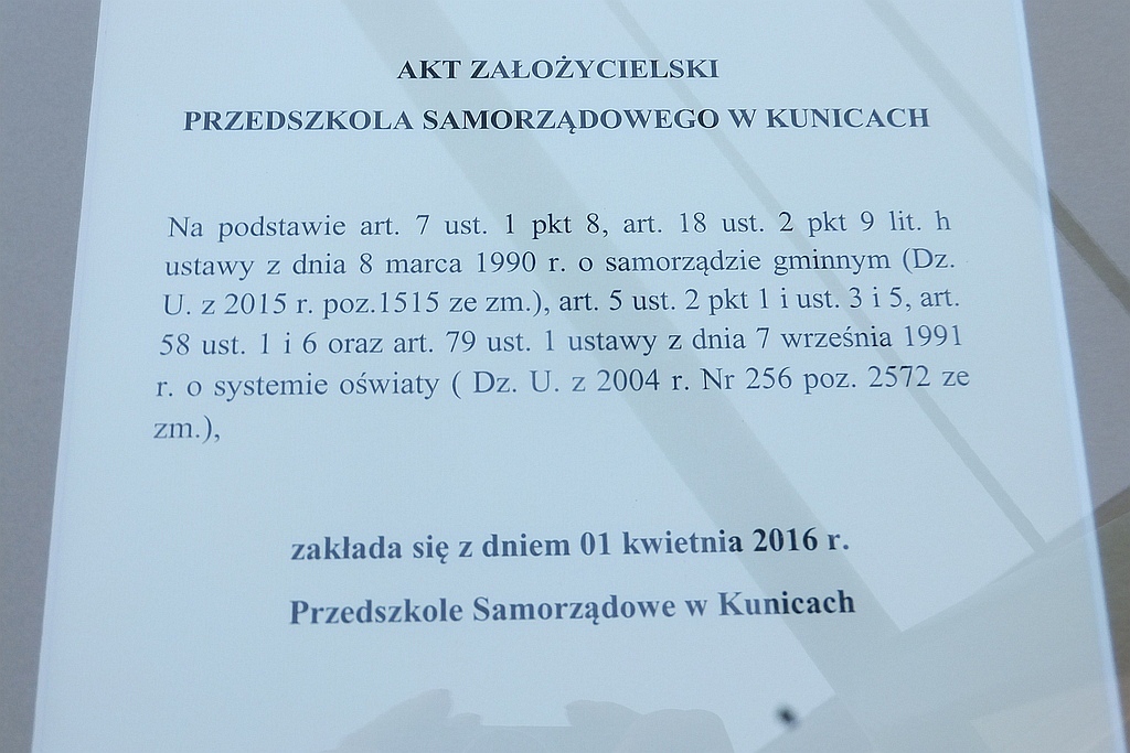 W Kunicach oddano do użytku Przedszkole Samorządowe