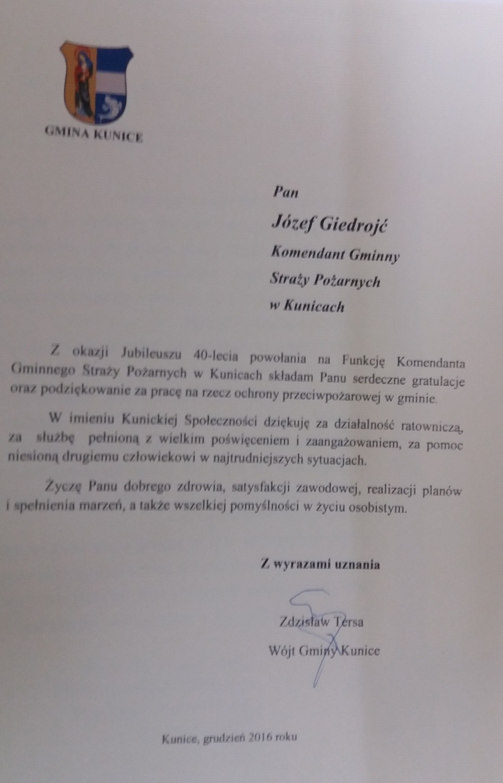 Józef Giedrojć świętował 40-lecie na stanowisku komendanta OSP