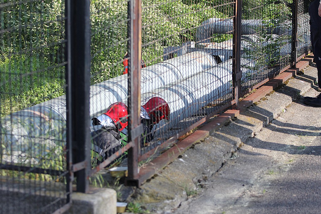 Niecodzienna akcja strażników i strażaków na stacji 'Piekary'