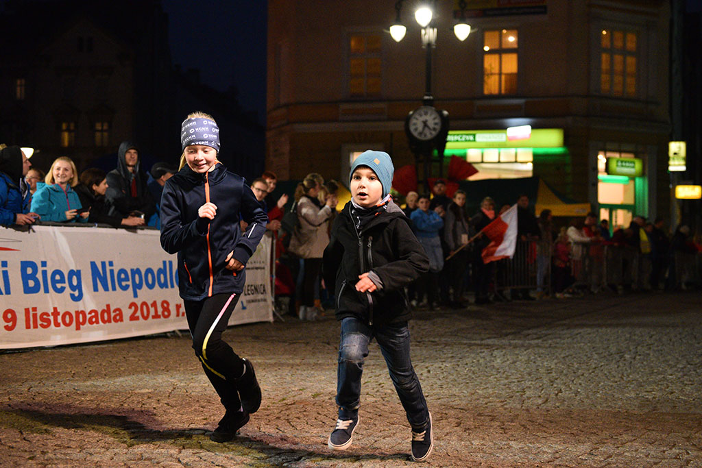 Dzieci, młodzież i kijkarze na Biegu Niepodległości