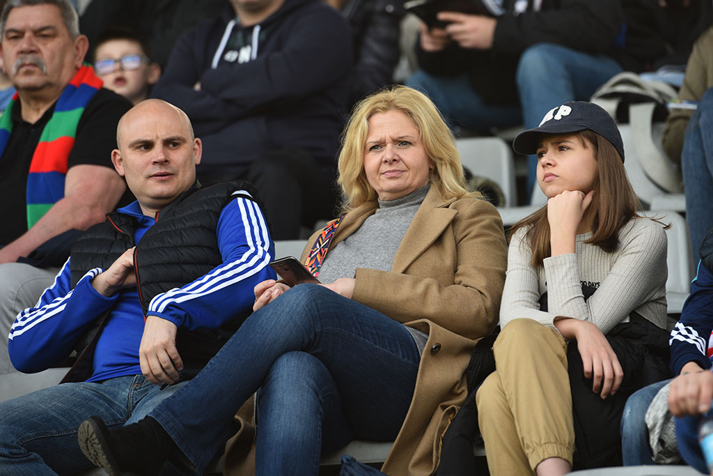 Kibice podczas meczu Miedzi Legnica z Zagłębiem Sosnowiec