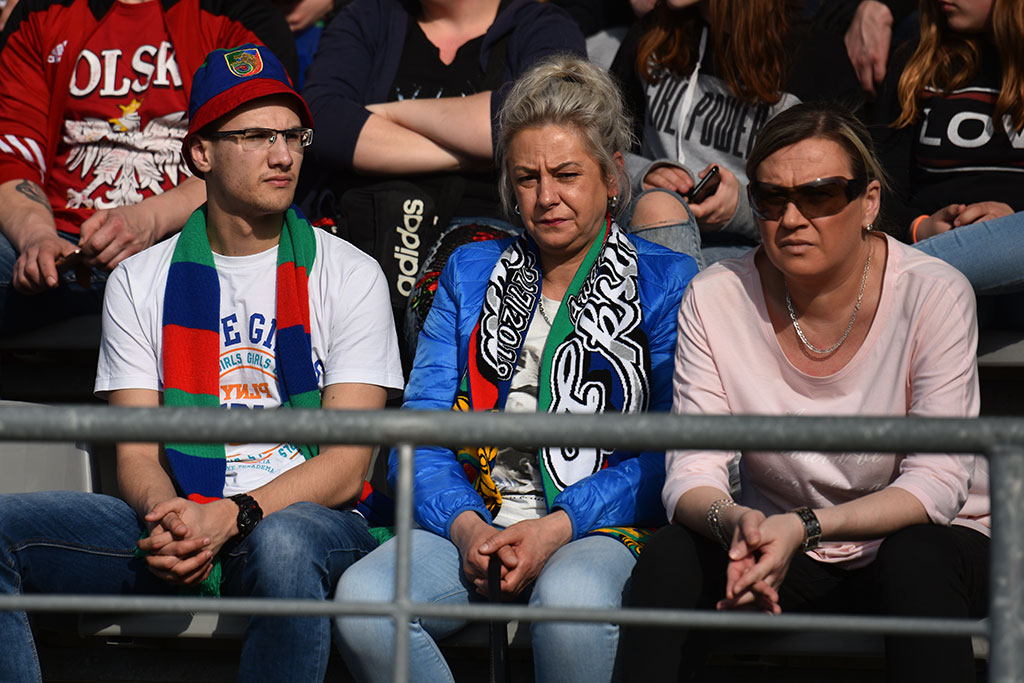 Kibice podczas meczu Miedzi Legnica z Zagłębiem Sosnowiec