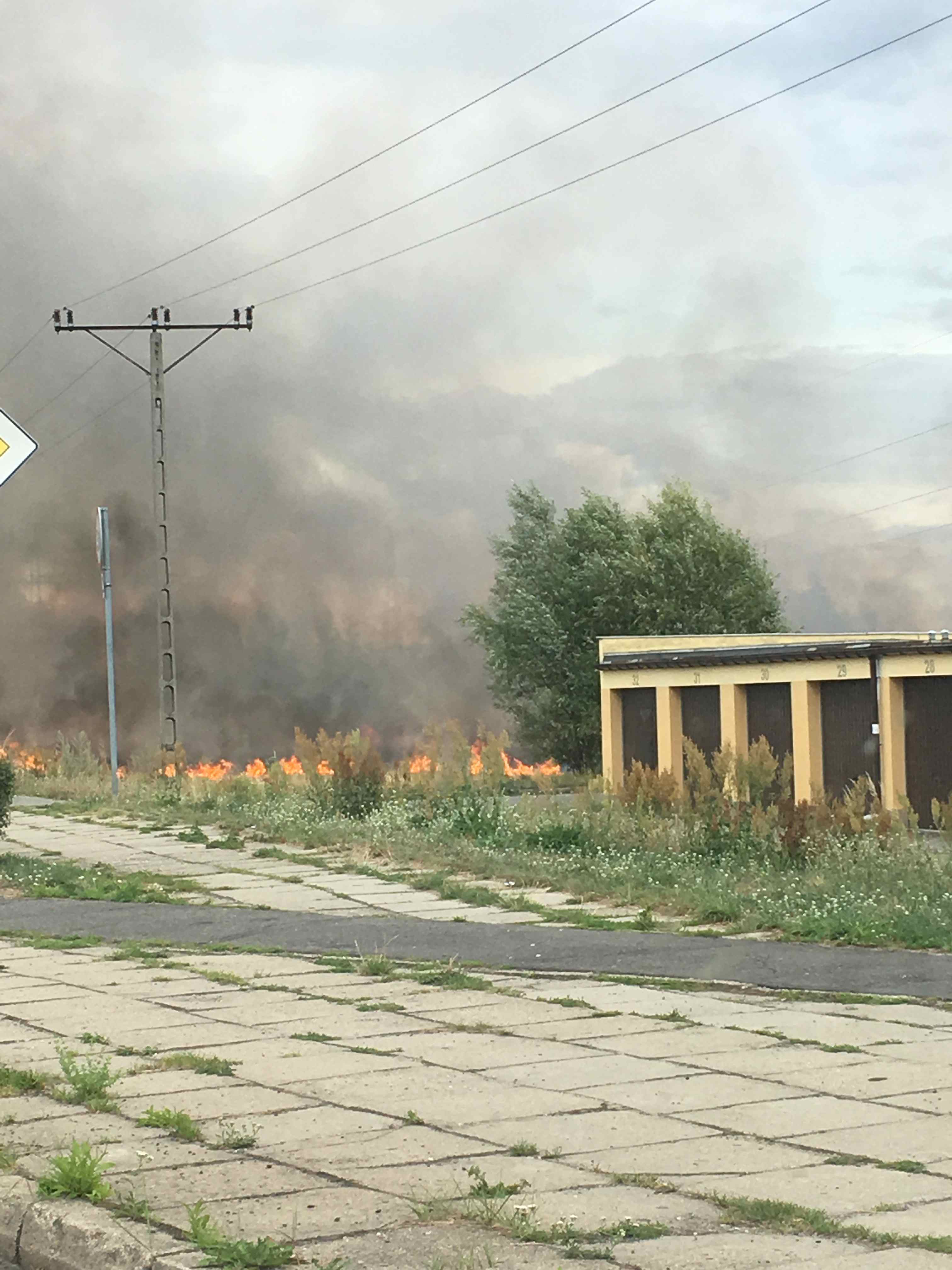 Pożar pola na osiedlu Piekary. Zagrożone garaże