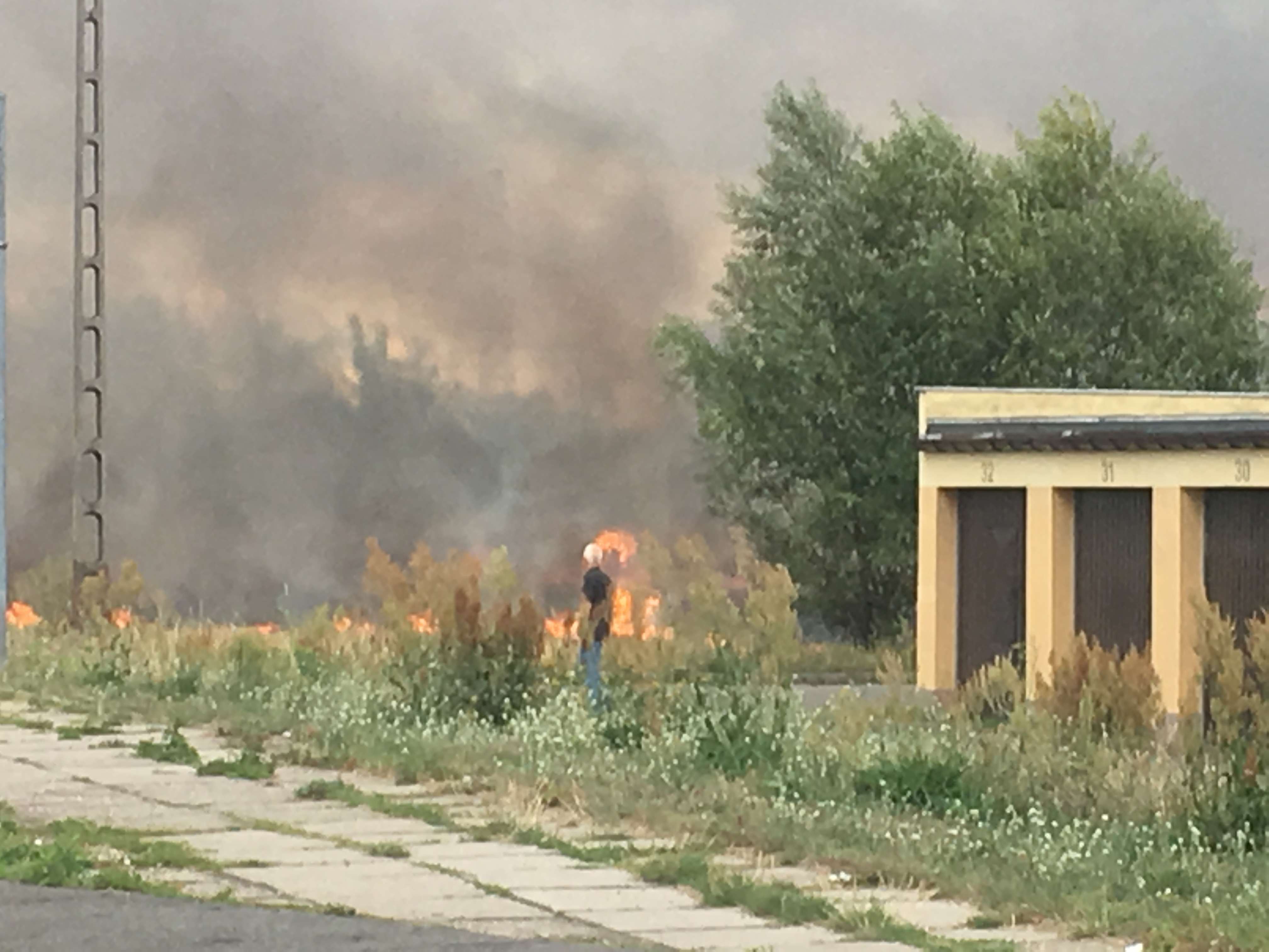 Pożar pola na osiedlu Piekary. Zagrożone garaże