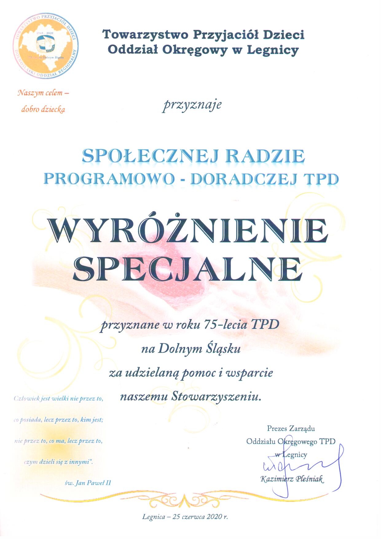 Podsumowanie roku w Towarzystwie Przyjaciół Dzieci