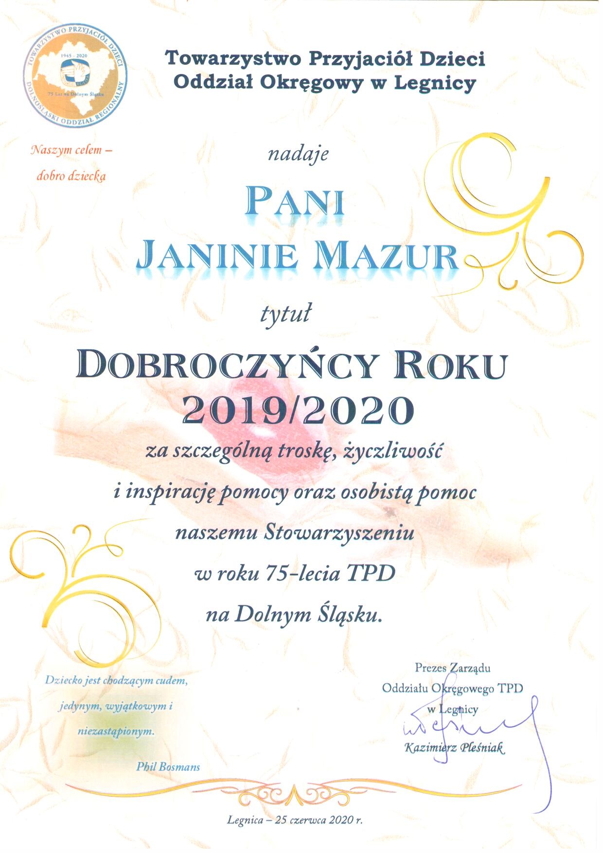 Podsumowanie roku w Towarzystwie Przyjaciół Dzieci