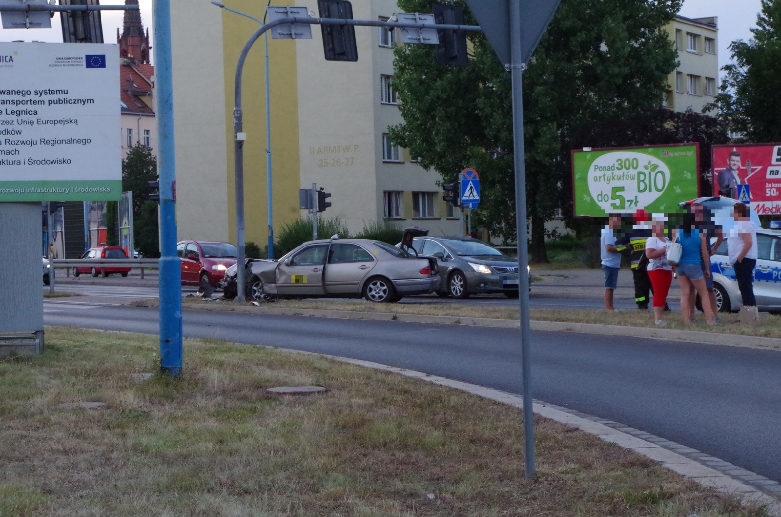 Wypadek na skrzyżowaniu ulic Rzeczypospolitej i Piłsudskiego