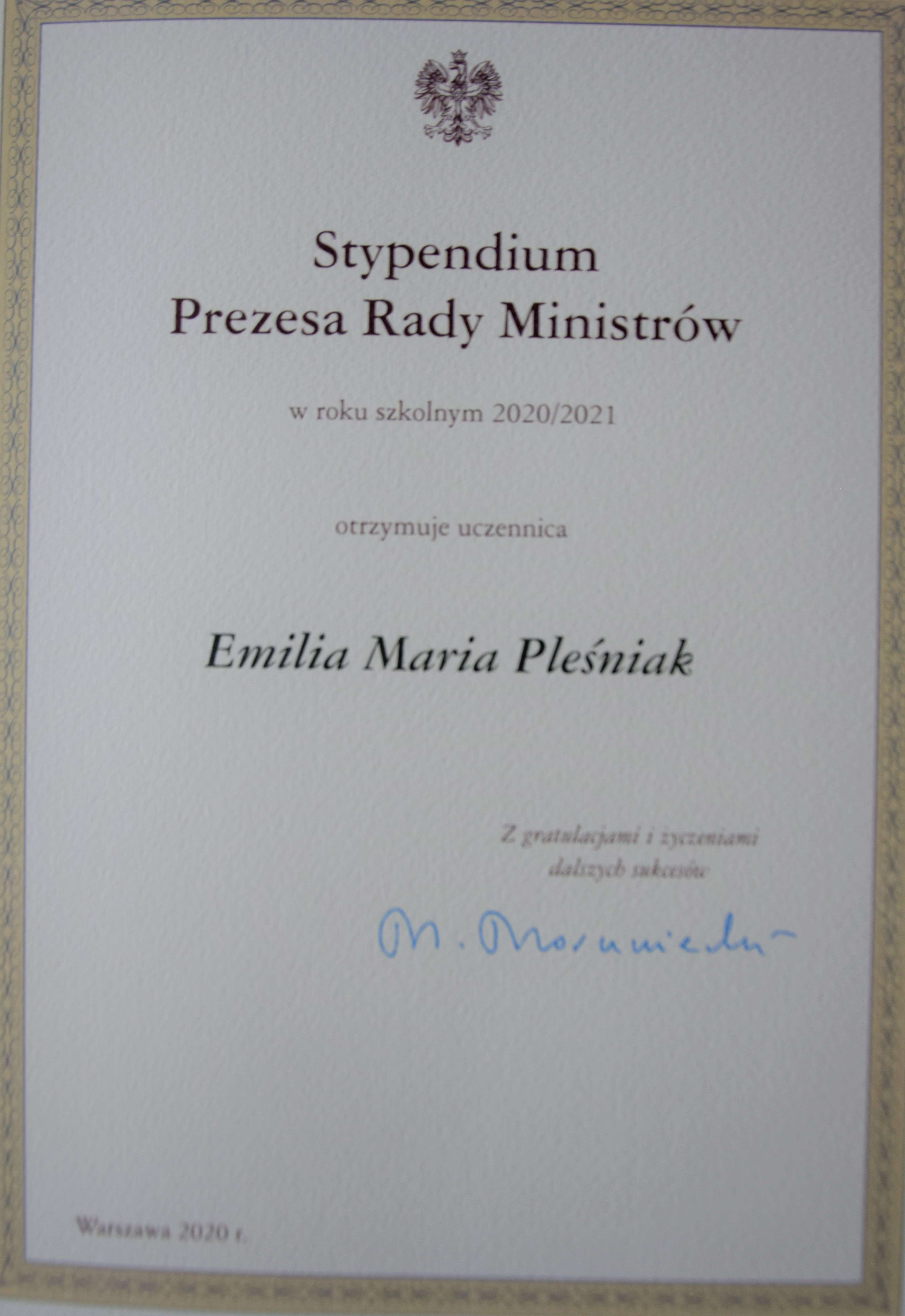 Stypendium premiera dla uczniów szczególnie uzdolnionych