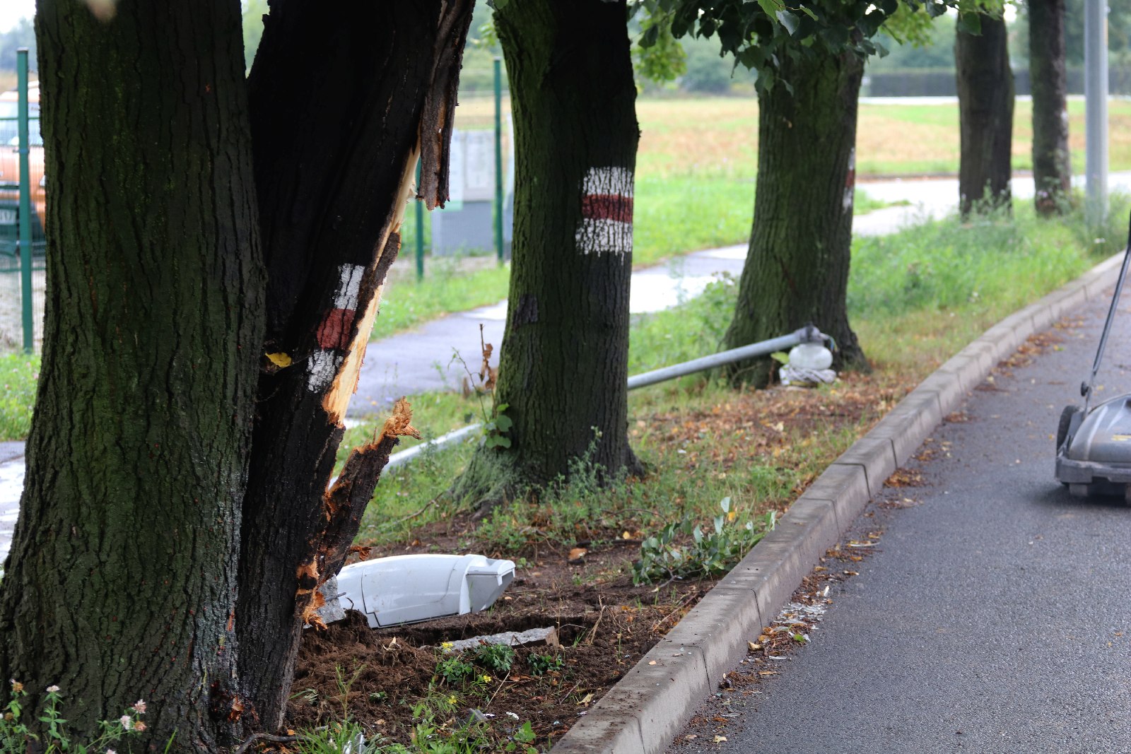 Wypadek na ulicy Nowodworskiej. Kierowca forda skasował latarnię