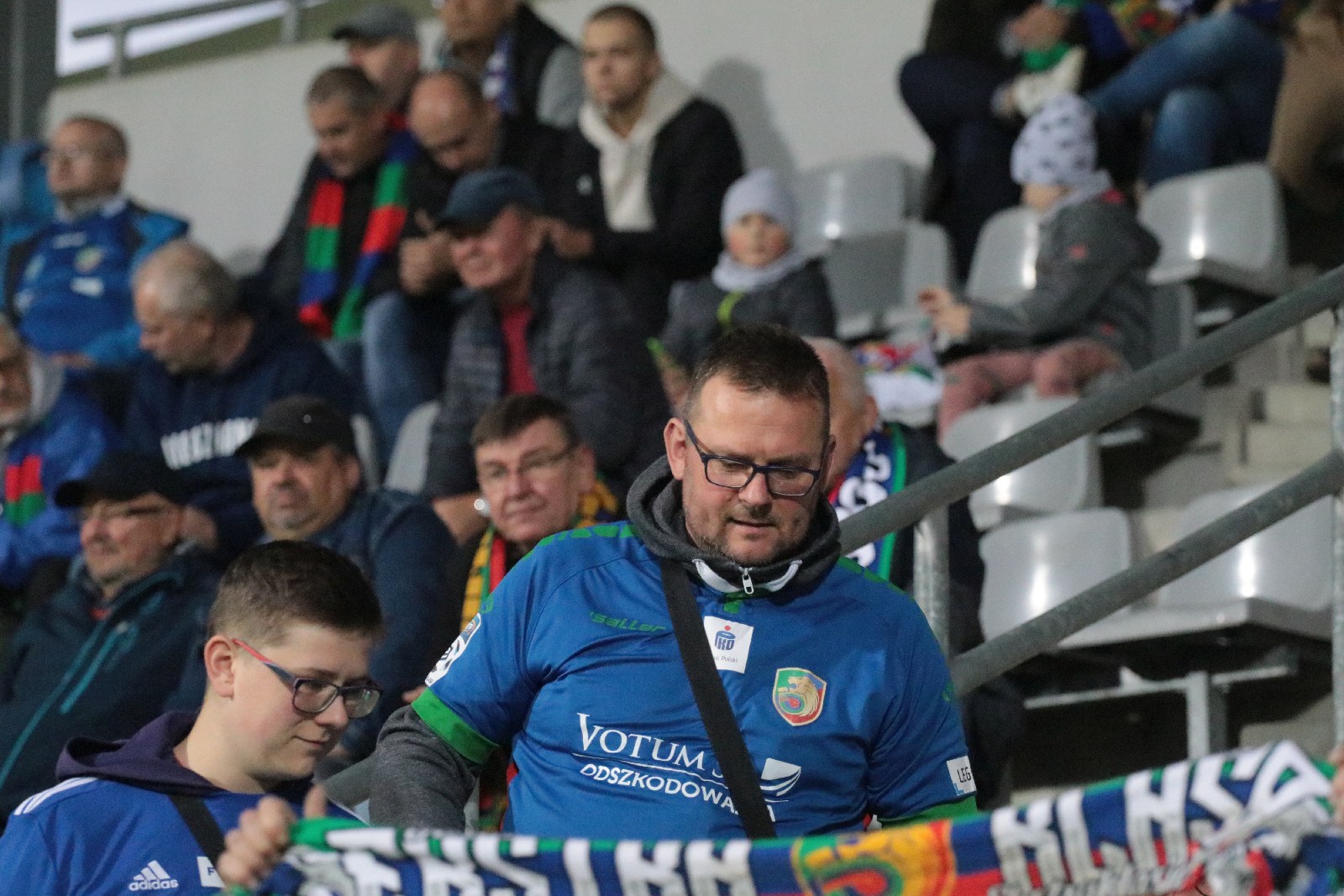 Kibice na stadionie podczas meczu z Odrą Opole
