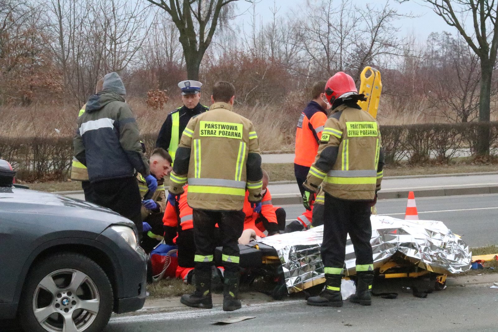 Potrącenie rowerzysty na Piłsudskiego. Rowerzysta ciężko ranny