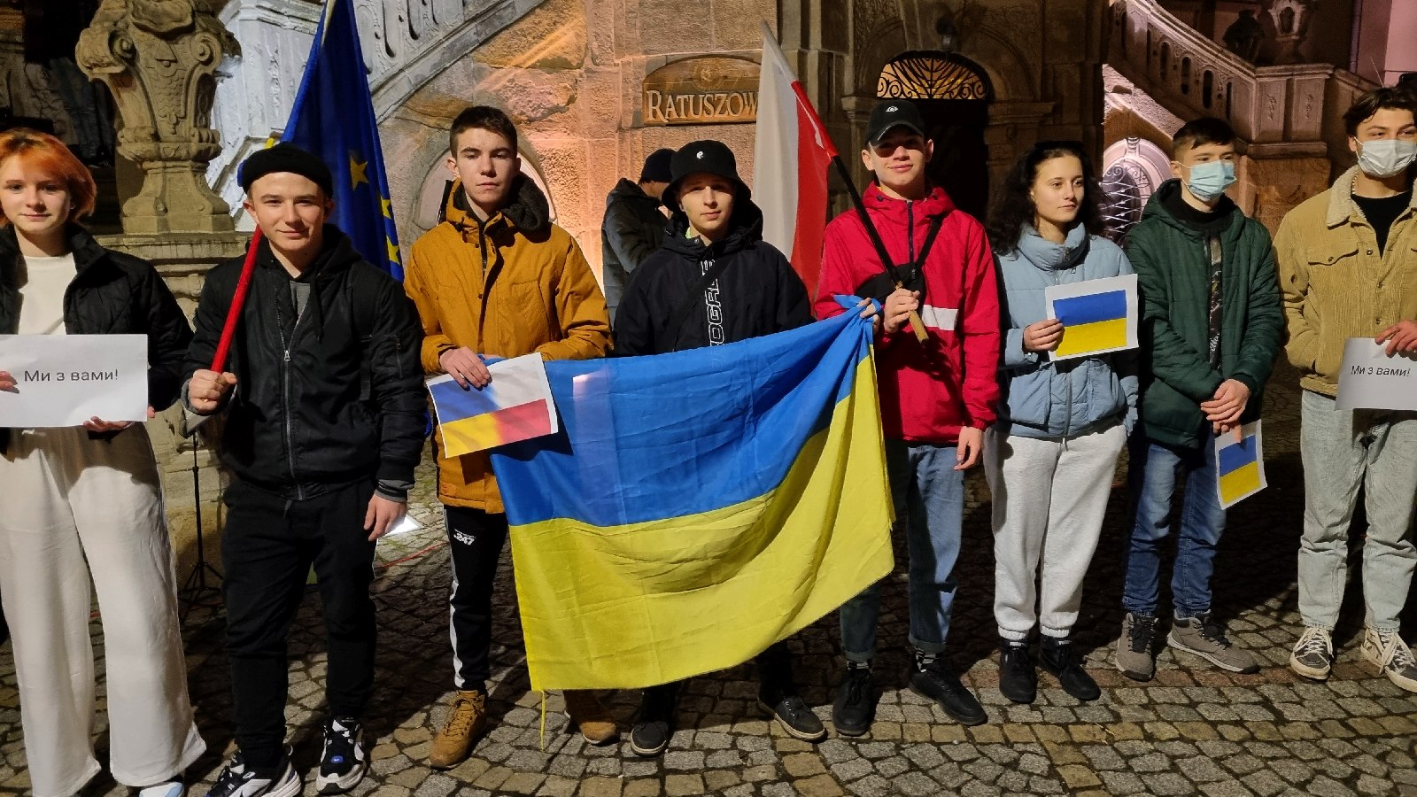 Wiec poparcia dla Ukrainy, która stanęła w obliczu wojny