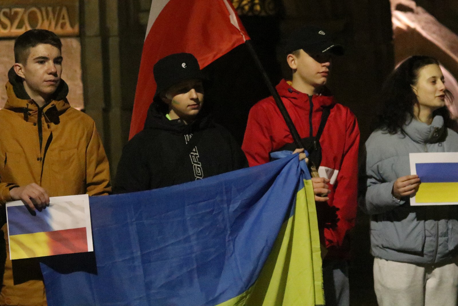 Wiec poparcia dla Ukrainy, która stanęła w obliczu wojny