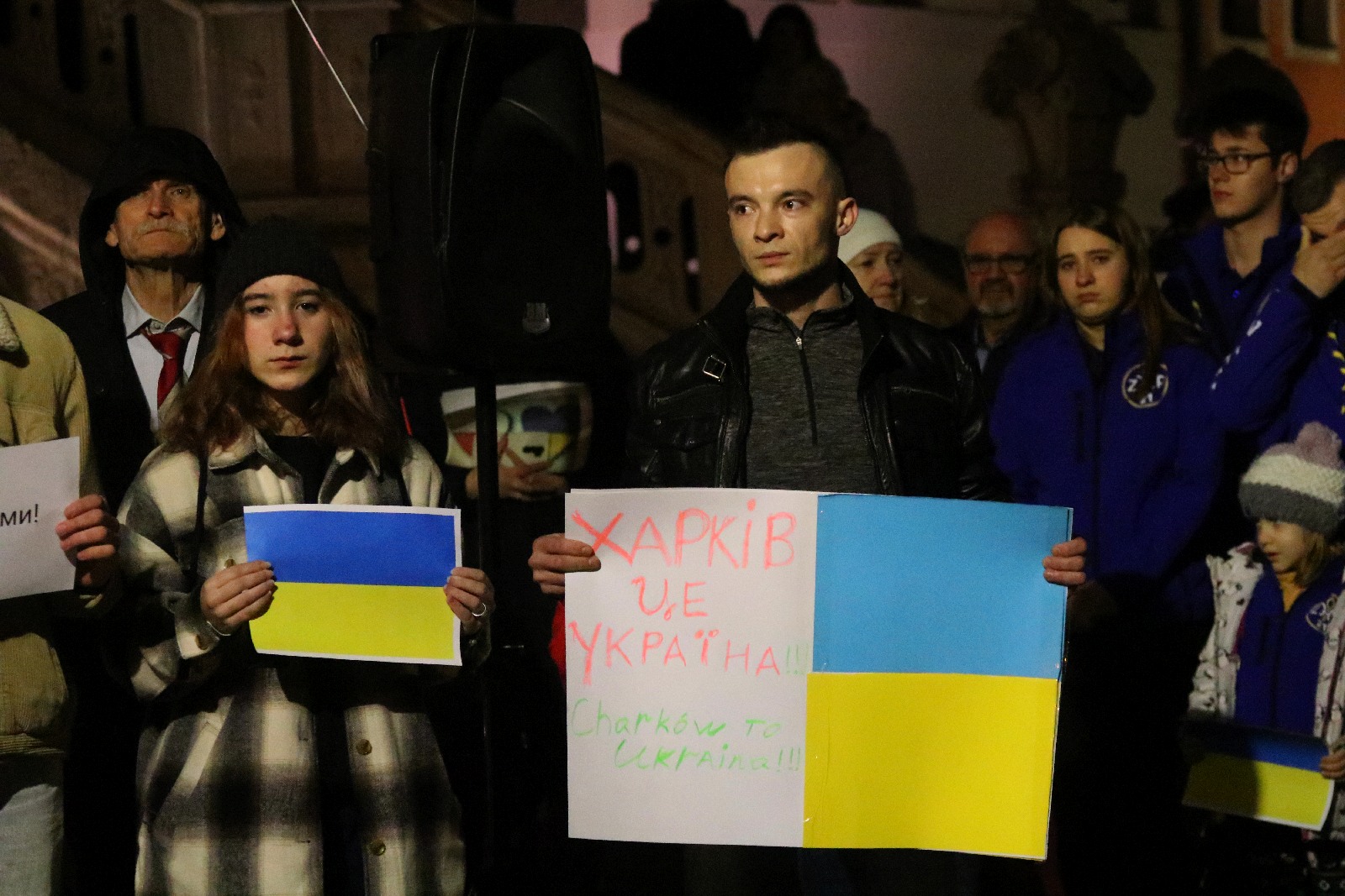 Wiec poparcia dla Ukrainy, która stanęła w obliczu wojny