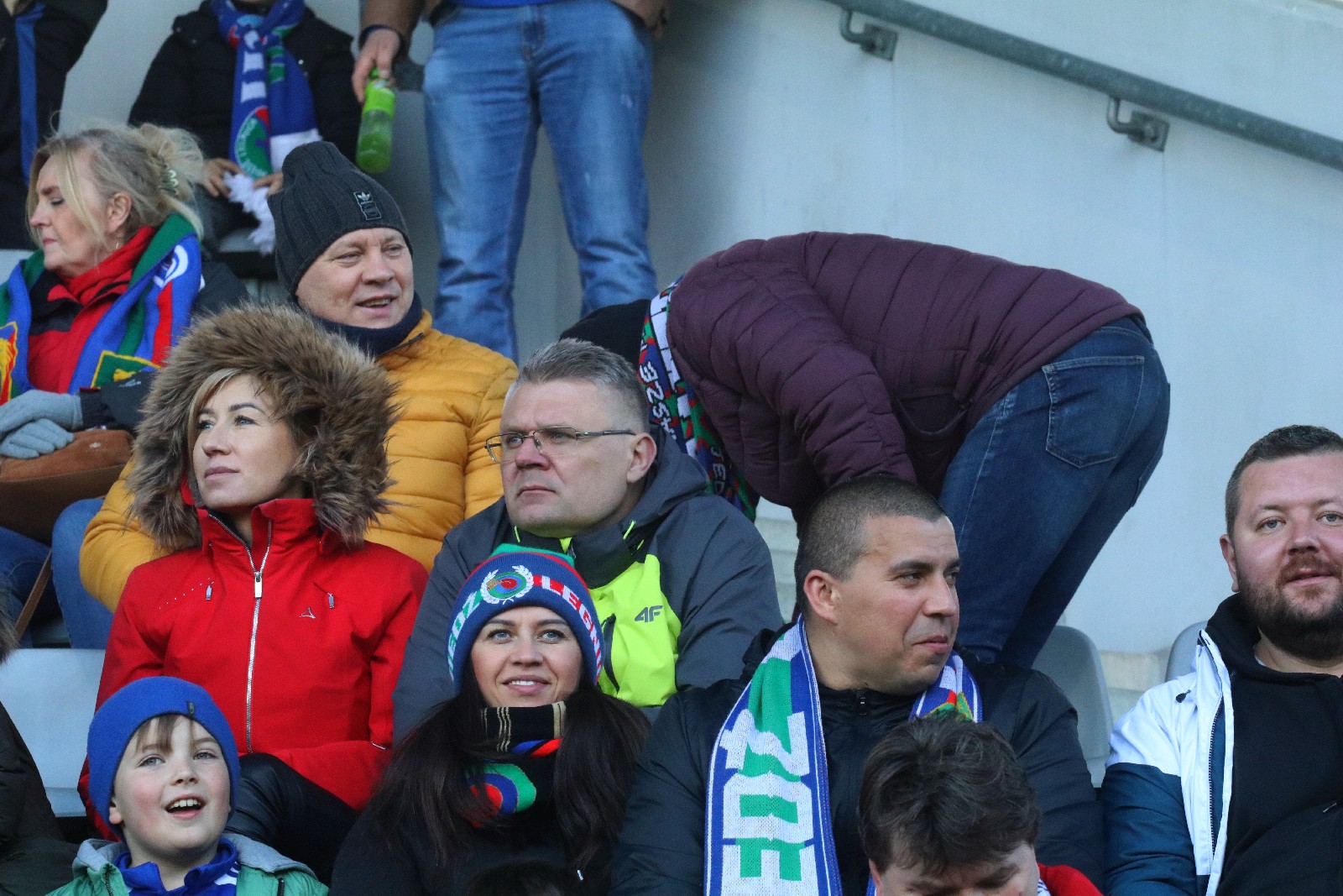 Kibice na stadionie Miedzi podczas meczu ze Stomilem Olsztyn