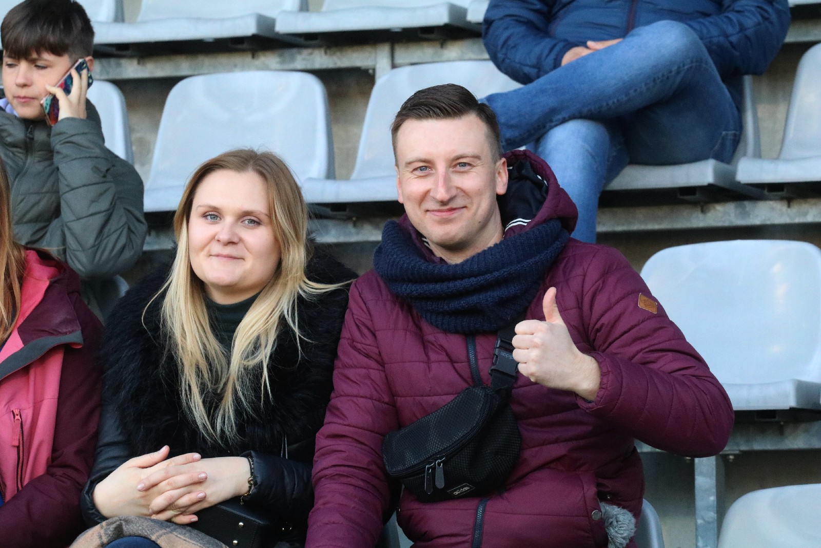 Kibice na stadionie Miedzi podczas meczu ze Stomilem Olsztyn