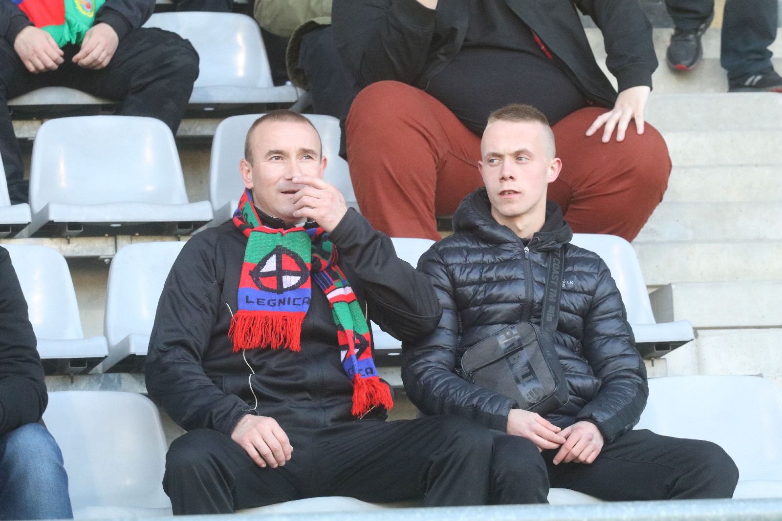 Kibice na stadionie Miedzi podczas meczu ze Stomilem Olsztyn