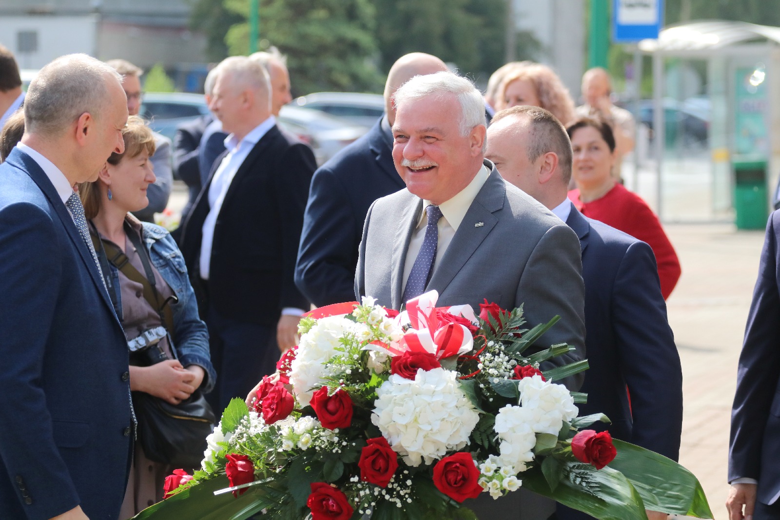 Odsłonięcie pomnika św. Floriana przy Hucie Miedzi Legnica
