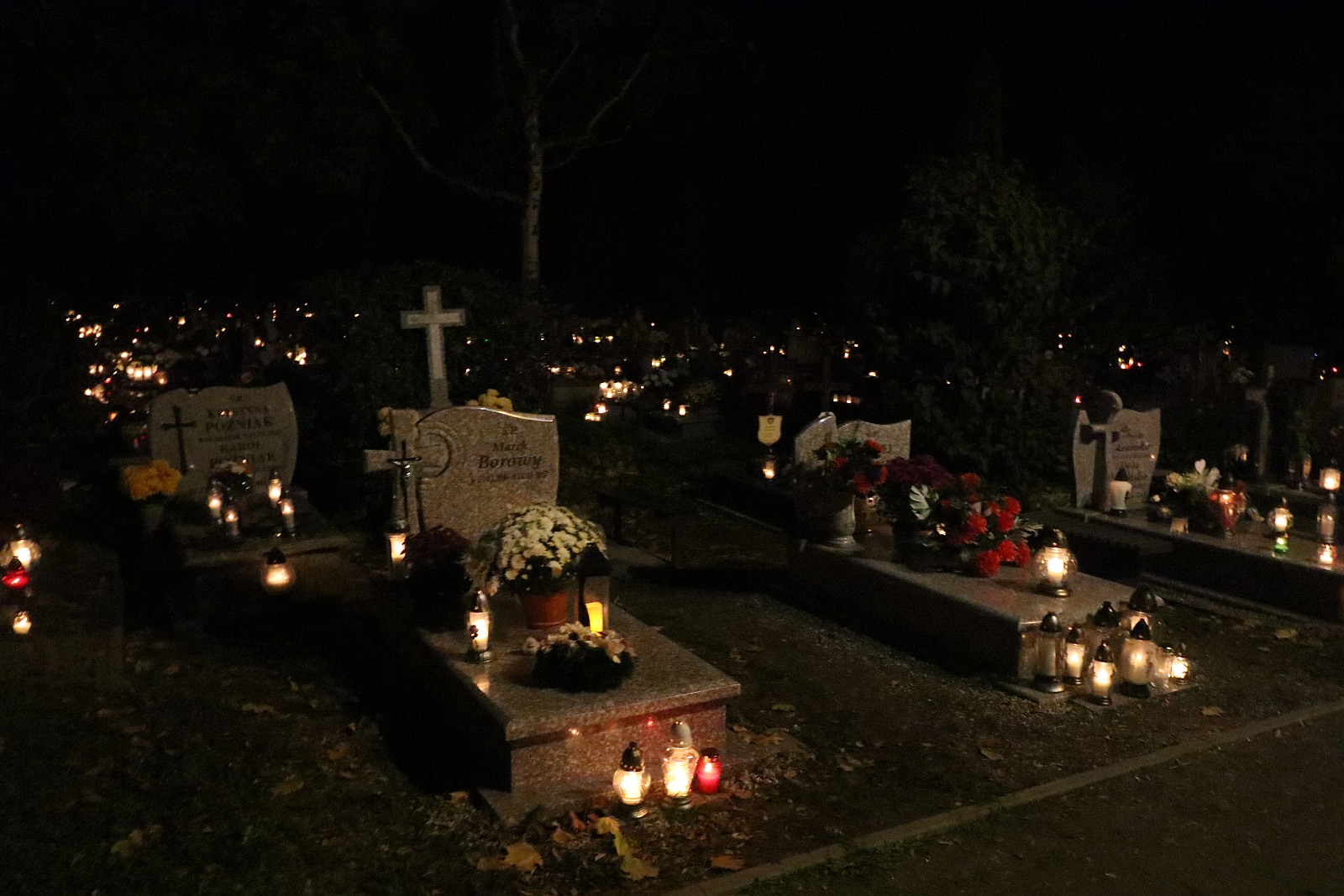 Cmentarz Komunalny w Legnicy nocą