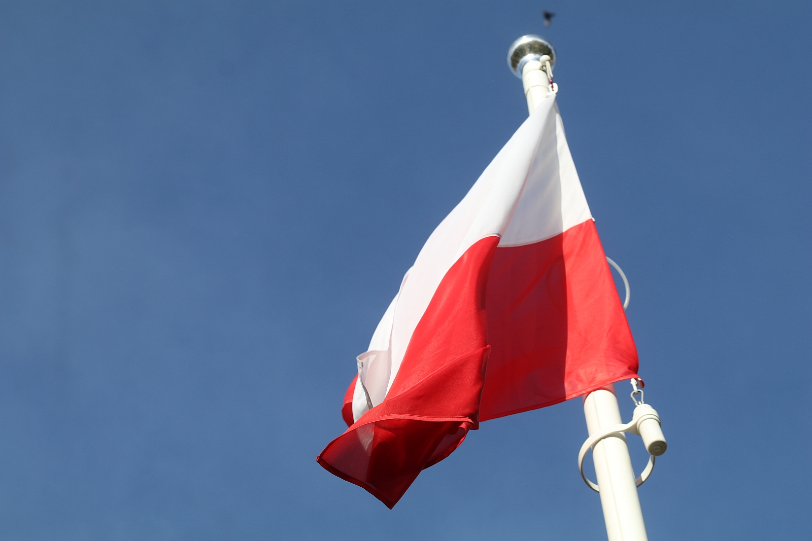Wciagnięcie flagi na maszt przed Urzędem Gminy Kunice