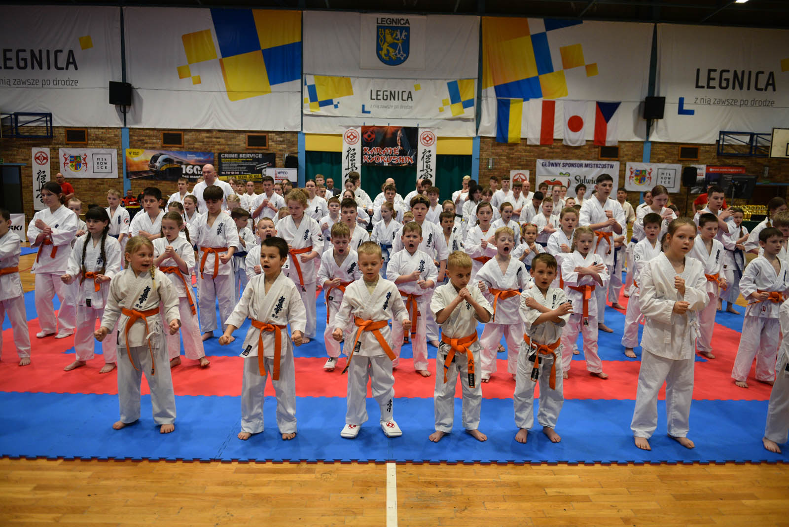 W hali sportowej przy ulicy Lotniczej walczą młodzi karatecy