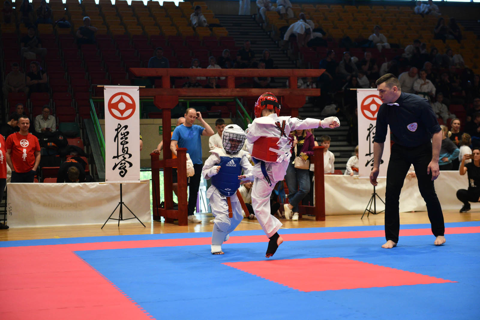 W hali sportowej przy ulicy Lotniczej walczą młodzi karatecy