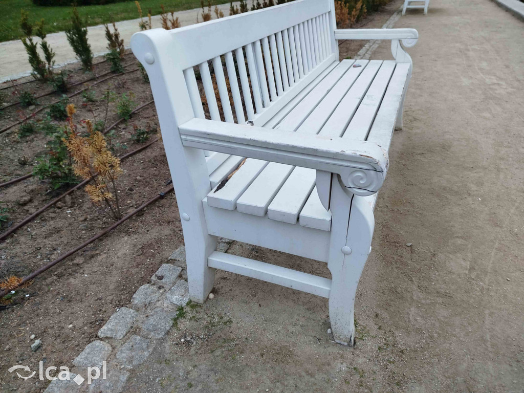 Zniszczone ławki w Parku Miejskim